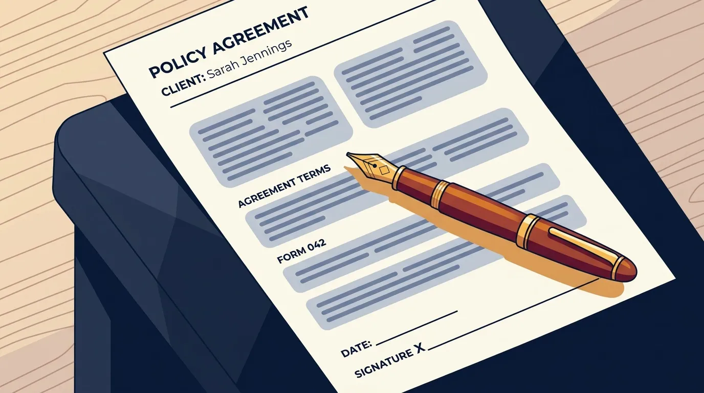 Document accord politique avec stylo pr&ecirc;t &agrave; signer
