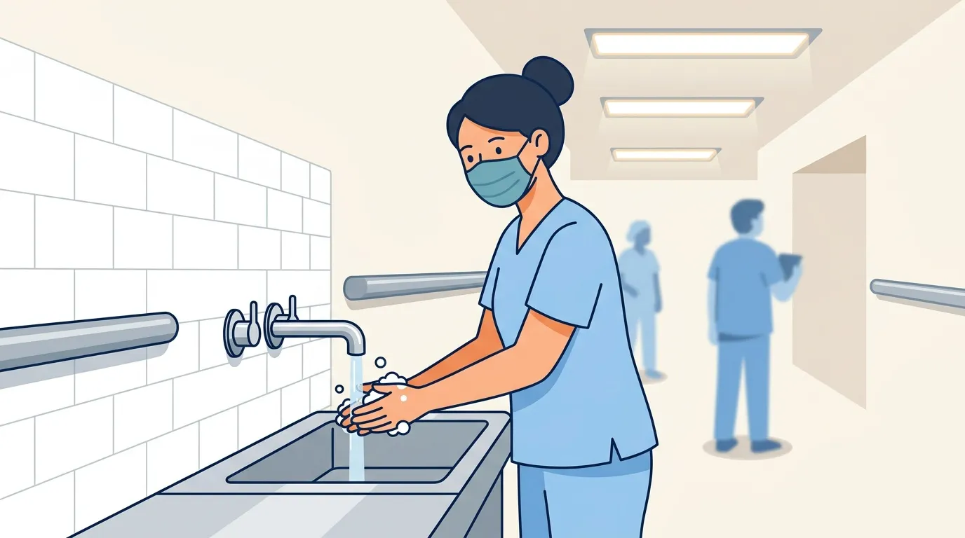 Infirmi&egrave;re se lave les mains &agrave; l'&eacute;vier en h&ocirc;pital
