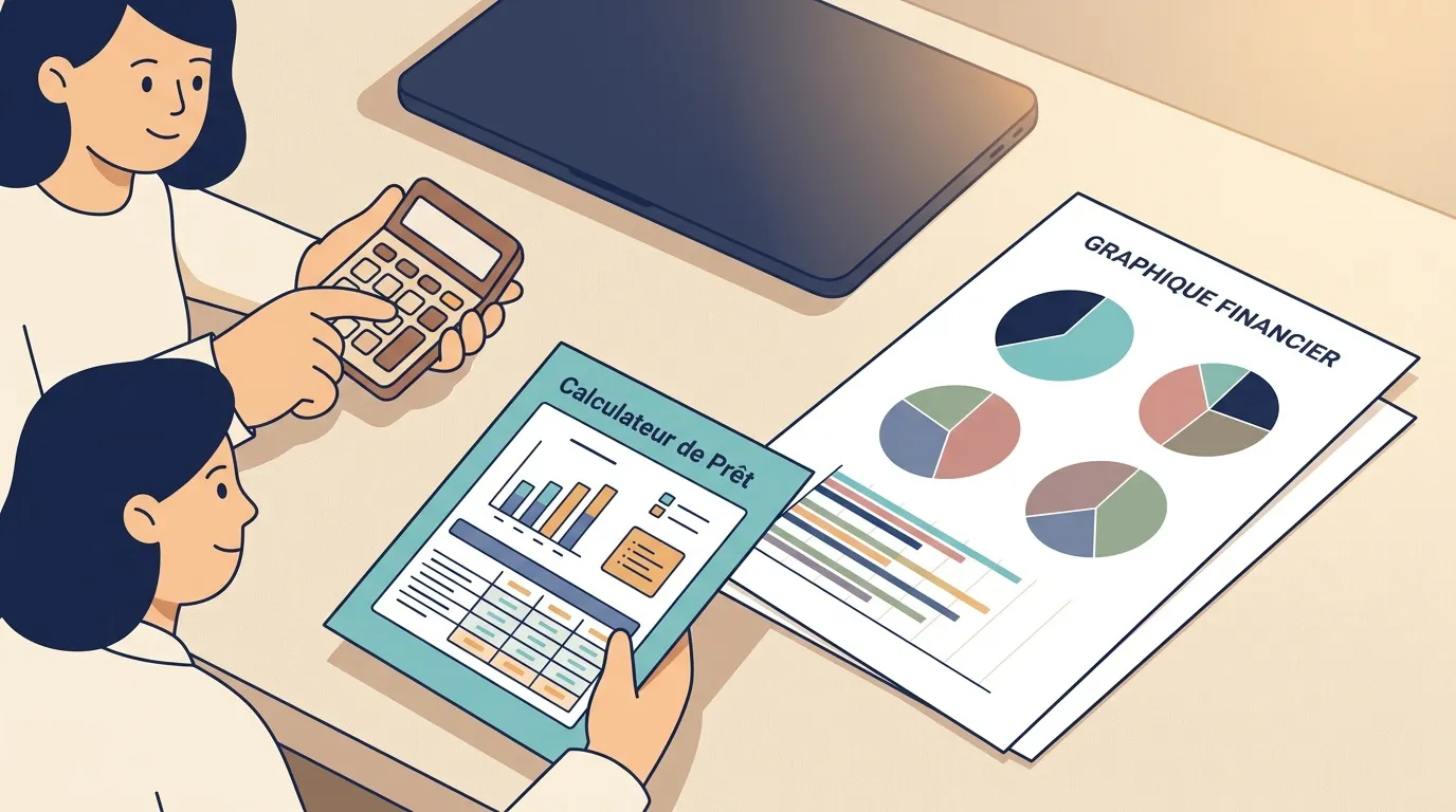 Femme analysant données financières avec calculatrice et graphiques