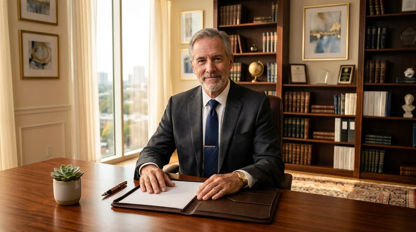 Homme d'affaires assis à son bureau dans un bureau élégant