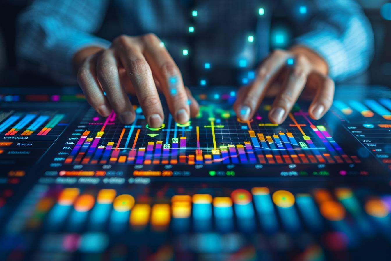 Image d'un écran d'ordinateur affichant des graphiques et des chiffres colorés