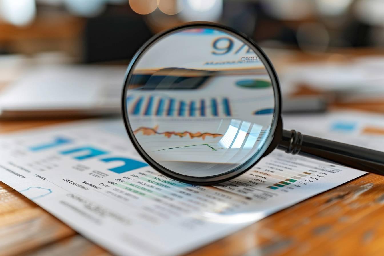 Image d'un graphique montrant des données financières sous une loupe.