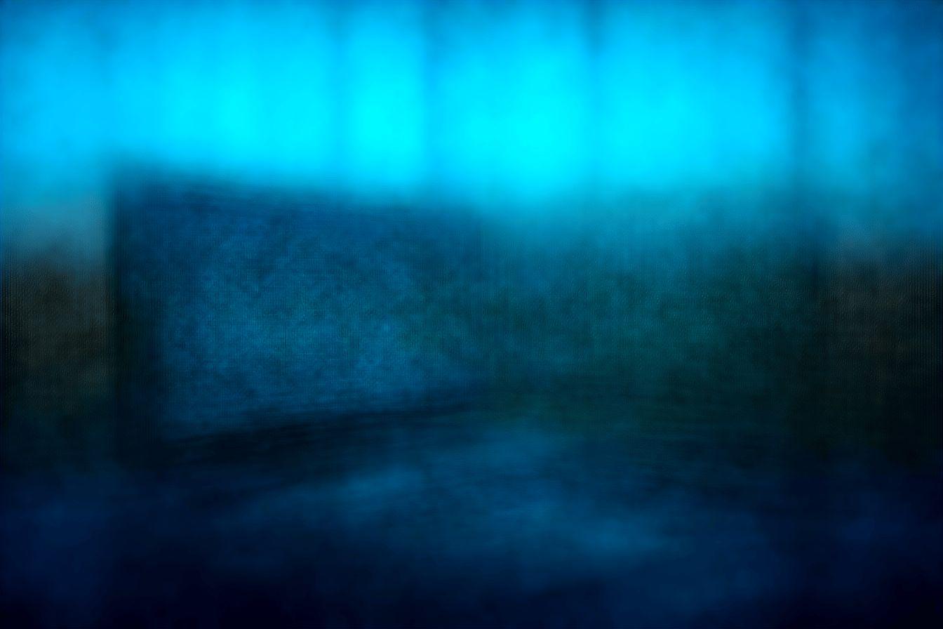 Paysage abstrait bleu et vert avec des silhouettes floues