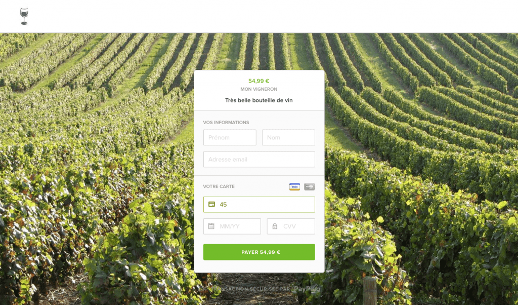 Page de paiement personnalisée