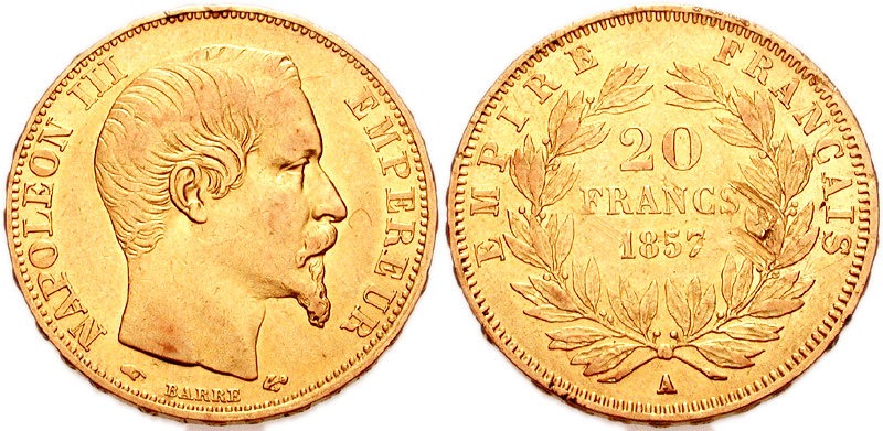 Une pièce en or représentant un portrait du roi Louis XV de France.