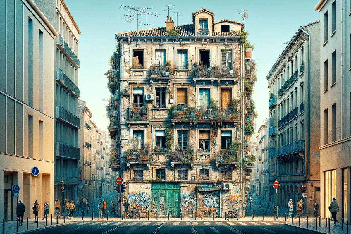Une image d’un bâtiment dans une ville.